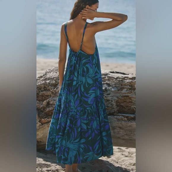 JETS AUSTRALIA Queen Of The Night Tiered Halter Maxi Dress - Azul - Size L - Picture 2 of 7